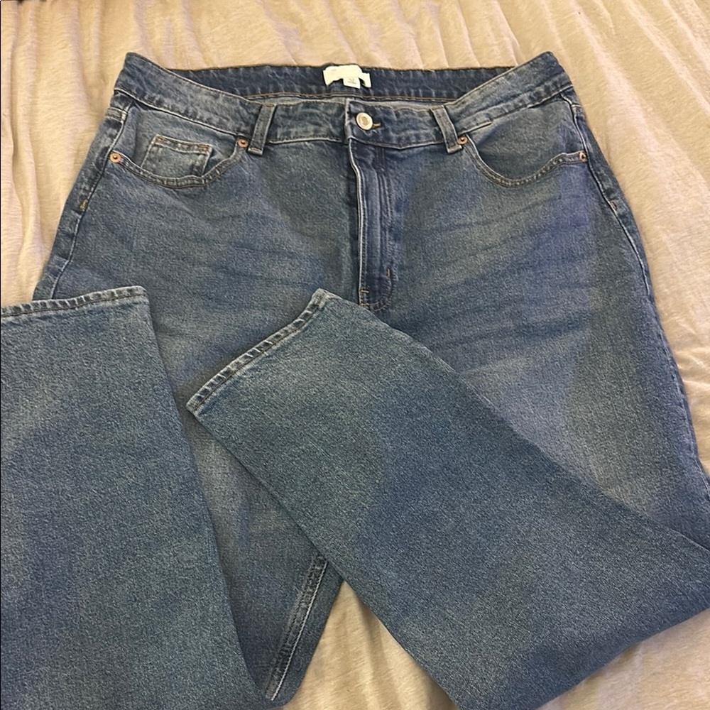 H&M Blue Straight Leg Jeans with Classic Stitching